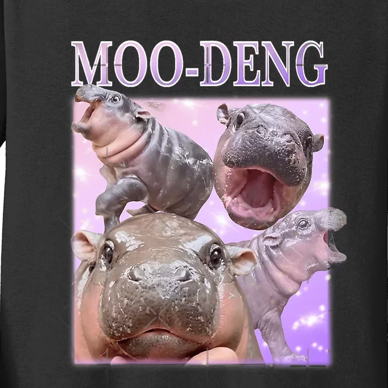 Moodeng The Famous Baby Pigmy Hippo Moodeng Kids Long Sleeve Shirt