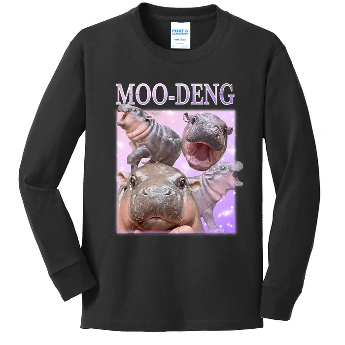 Moodeng The Famous Baby Pigmy Hippo Moodeng Kids Long Sleeve Shirt