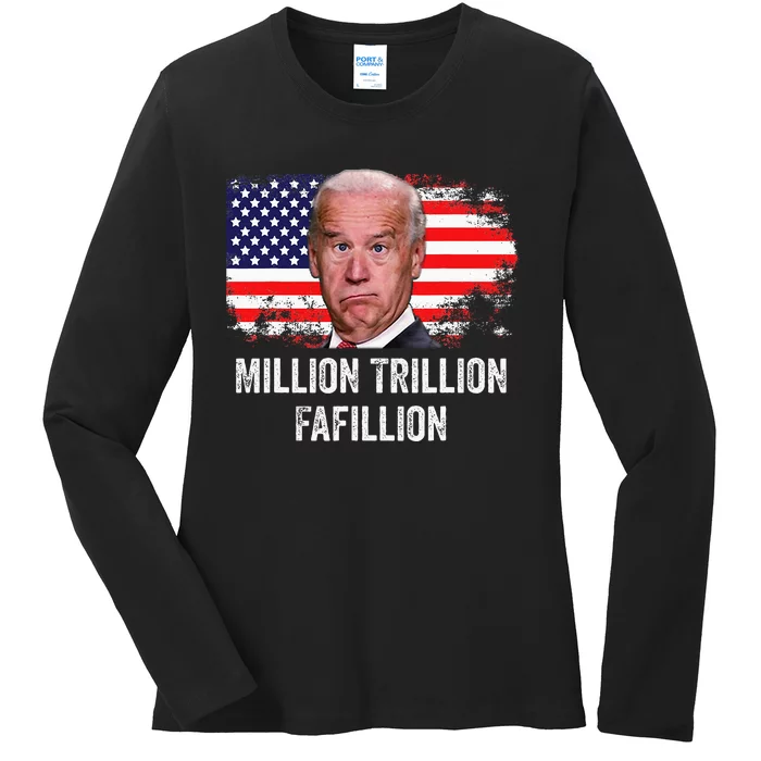 Million Trillion Fafillion Confused Biden Trump Debates 2024 Ladies Long Sleeve Shirt