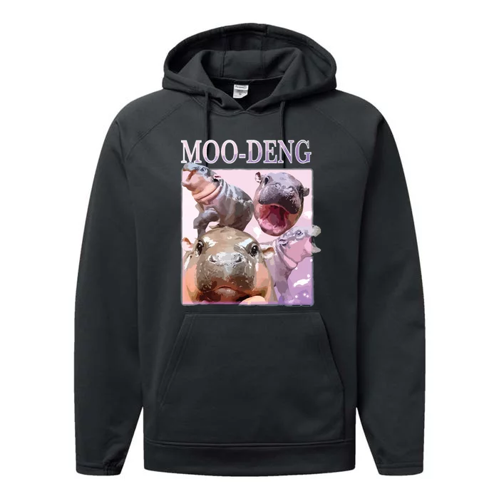 Moodeng The Famous Baby Pigmy Hippo Moodeng Performance Fleece Hoodie