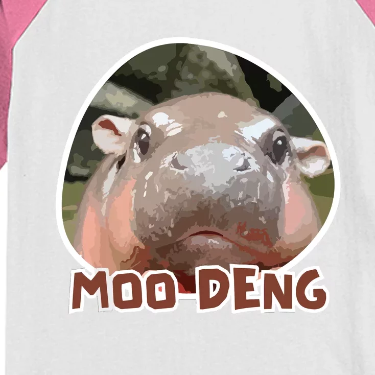 Moodeng The Famous Cute Baby Pigmy Hippo In Thailand Kids Colorblock Raglan Jersey