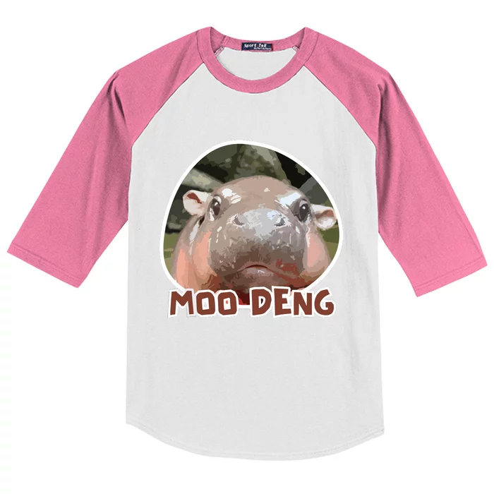 Moodeng The Famous Cute Baby Pigmy Hippo In Thailand Kids Colorblock Raglan Jersey