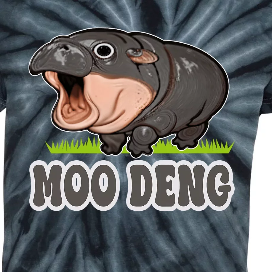 Moodeng The Famous Baby Pigmy Hippo Moodeng Kids Tie-Dye T-Shirt