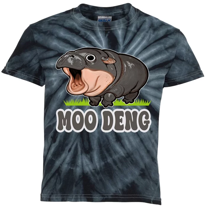 Moodeng The Famous Baby Pigmy Hippo Moodeng Kids Tie-Dye T-Shirt