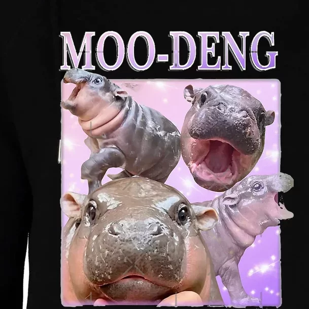 Moodeng The Famous Baby Pigmy Hippo Moodeng Womens Funnel Neck Pullover Hood