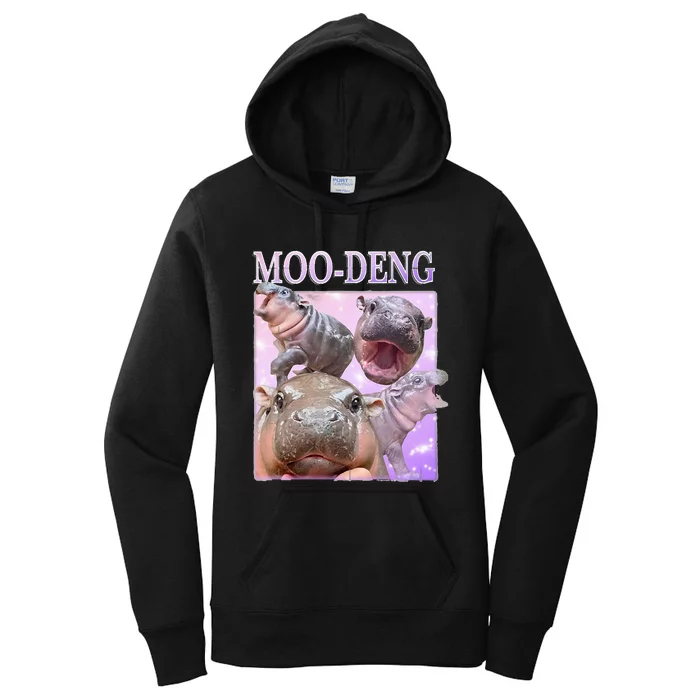 Moodeng The Famous Baby Pigmy Hippo Moodeng Women's Pullover Hoodie