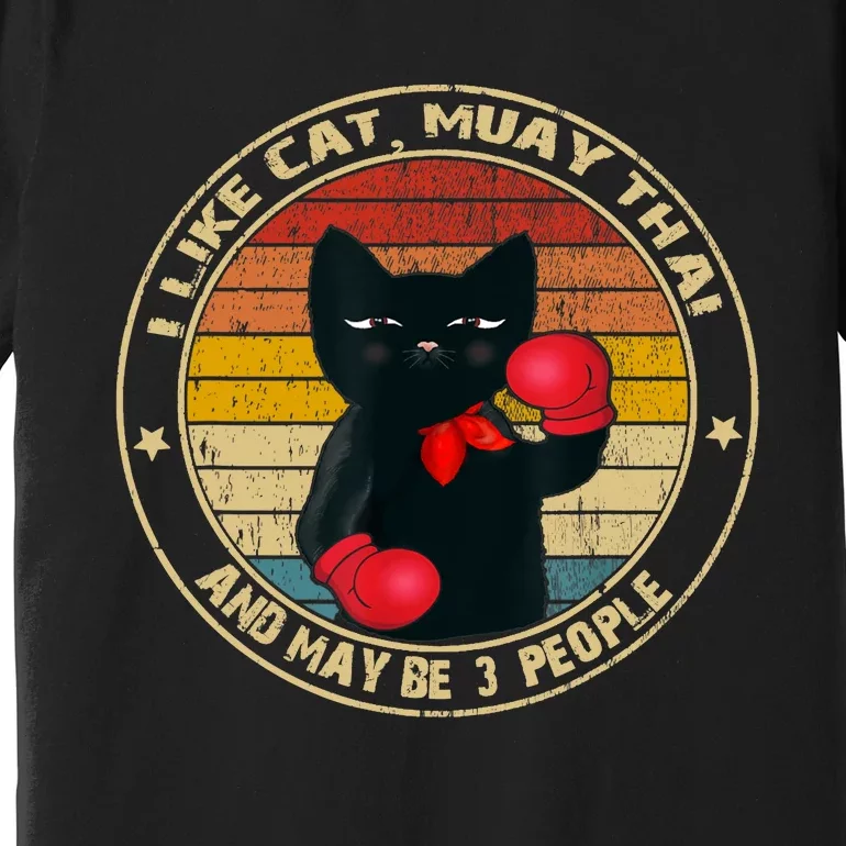 Muay Thai Funny Cat Kickboxing Thailand Boxing Cat Boxing Premium T-Shirt