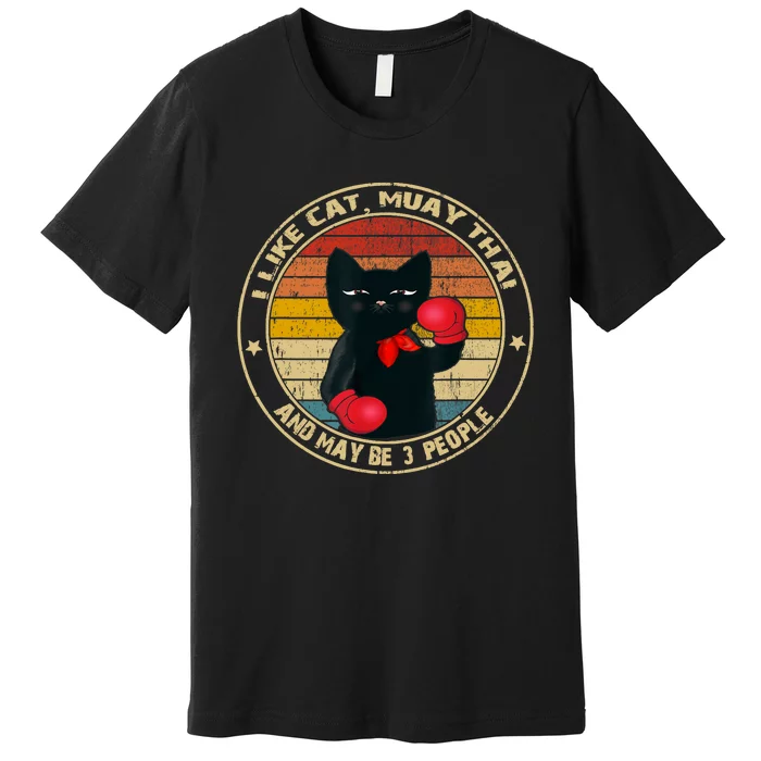 Muay Thai Funny Cat Kickboxing Thailand Boxing Cat Boxing Premium T-Shirt