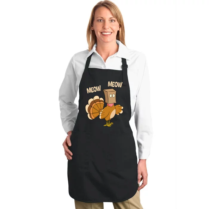 Meow Turkey Funny Thanksgiving Full-Length Apron With Pocket