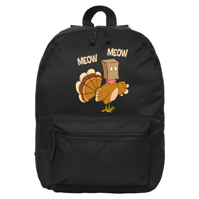 Meow Turkey Funny Thanksgiving 16 in Basic Backpack