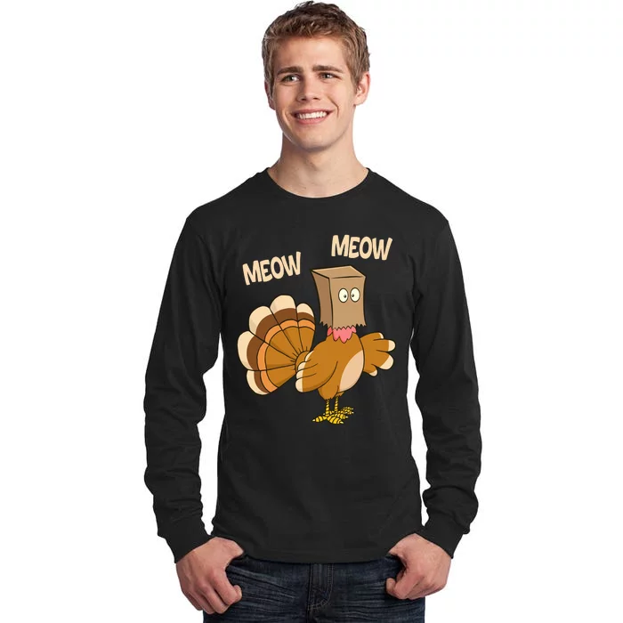 Meow Turkey Funny Thanksgiving Tall Long Sleeve T-Shirt