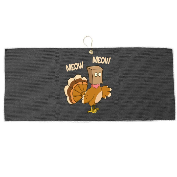 Meow Turkey Funny Thanksgiving Large Microfiber Waffle Golf Towel