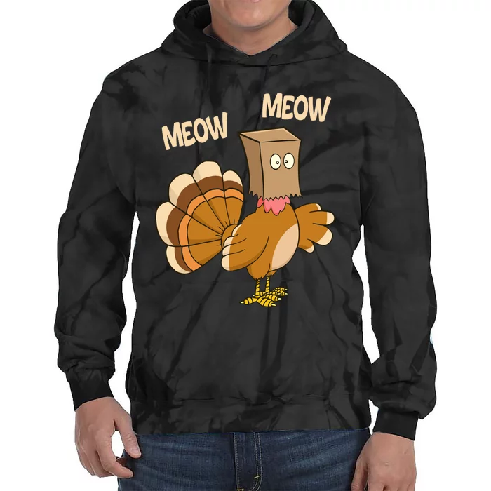 Meow Turkey Funny Thanksgiving Tie Dye Hoodie