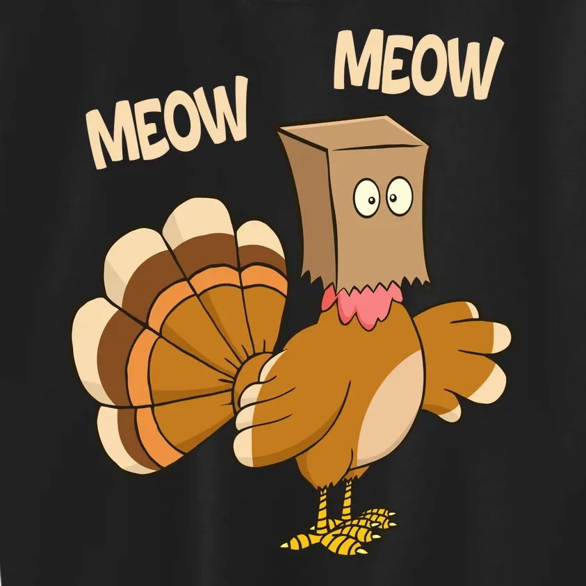 Meow Turkey Funny Thanksgiving Kids Sweatshirt