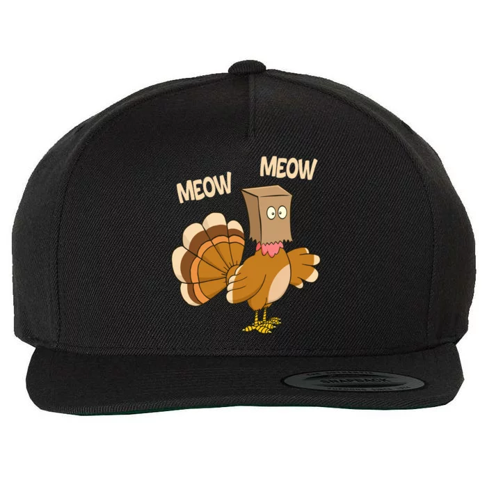 Meow Turkey Funny Thanksgiving Wool Snapback Cap