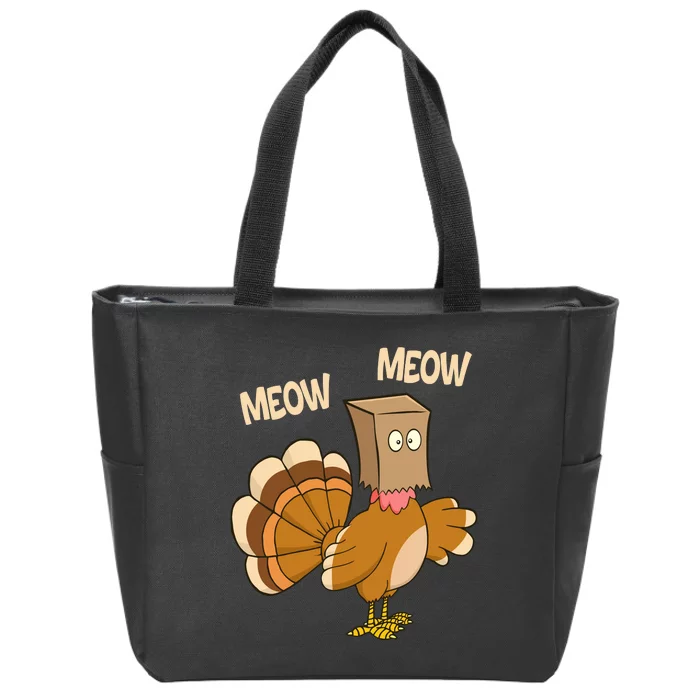 Meow Turkey Funny Thanksgiving Zip Tote Bag