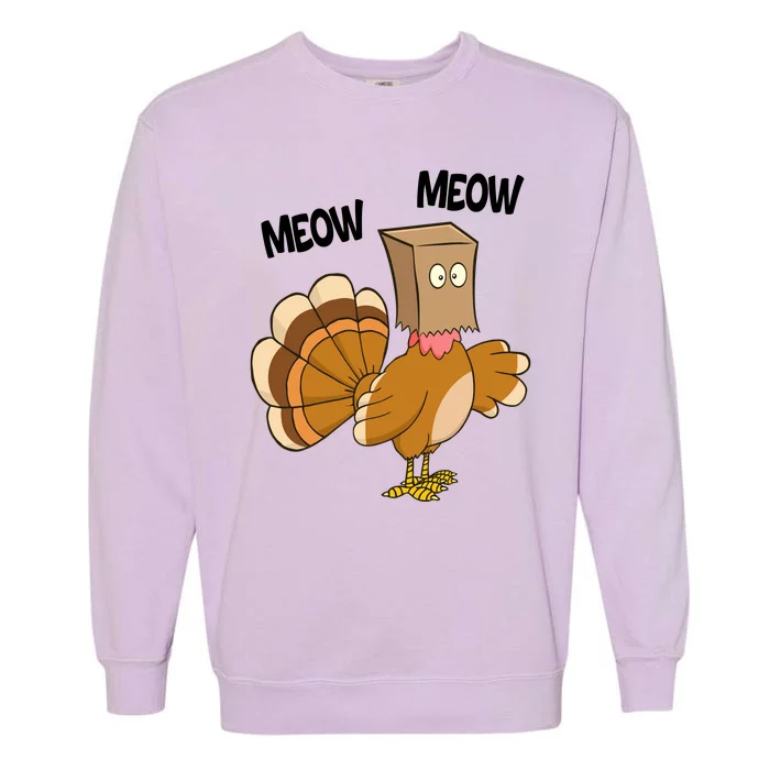 Meow Turkey Funny Thanksgiving Garment-Dyed Sweatshirt