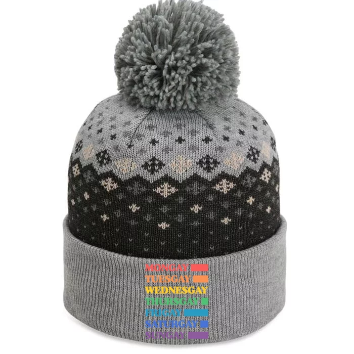 Mongay Through Frigay Gay Agenda Pride Flag Days Of The Week Cool Gift The Baniff Cuffed Pom Beanie