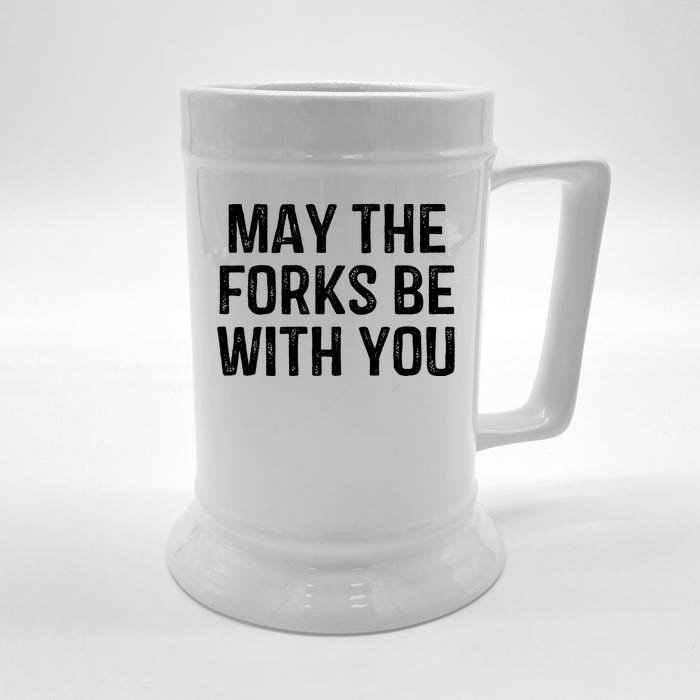 May The Forks Be With You Funny Thanksgiving Front & Back Beer Stein