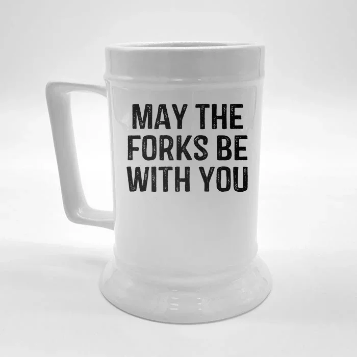 May The Forks Be With You Funny Thanksgiving Front & Back Beer Stein