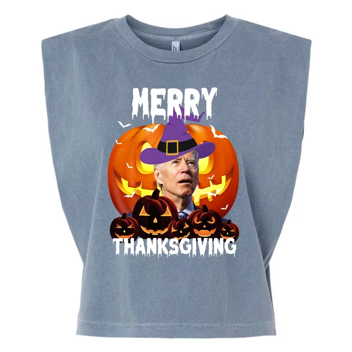 Merry Thanksgiving Funny Joe Biden Halloween Garment-Dyed Women's Muscle Tee