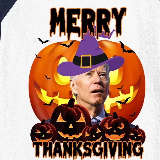 Merry Thanksgiving Funny Joe Biden Halloween Baseball Sleeve Shirt