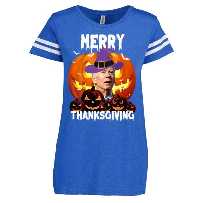 Merry Thanksgiving Funny Joe Biden Halloween Enza Ladies Jersey Football T-Shirt