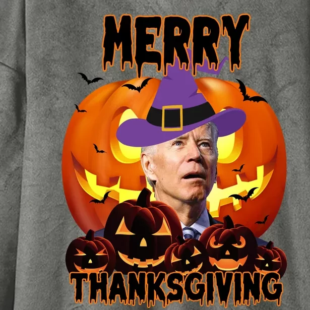 Merry Thanksgiving Funny Joe Biden Halloween Hooded Wearable Blanket