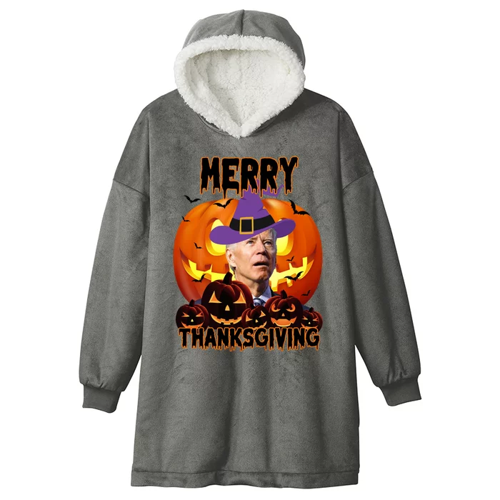 Merry Thanksgiving Funny Joe Biden Halloween Hooded Wearable Blanket