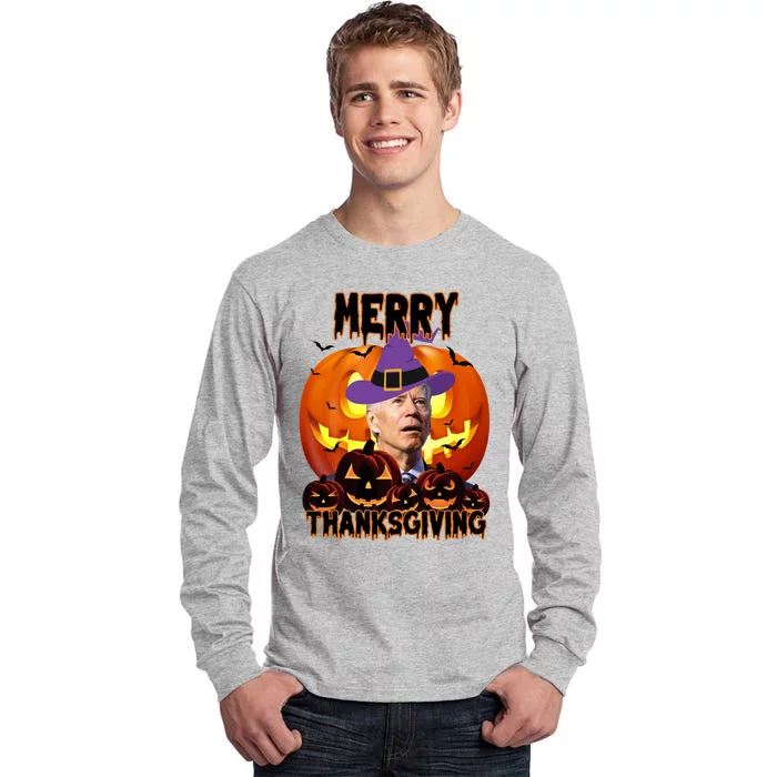 Merry Thanksgiving Funny Joe Biden Halloween Tall Long Sleeve T-Shirt