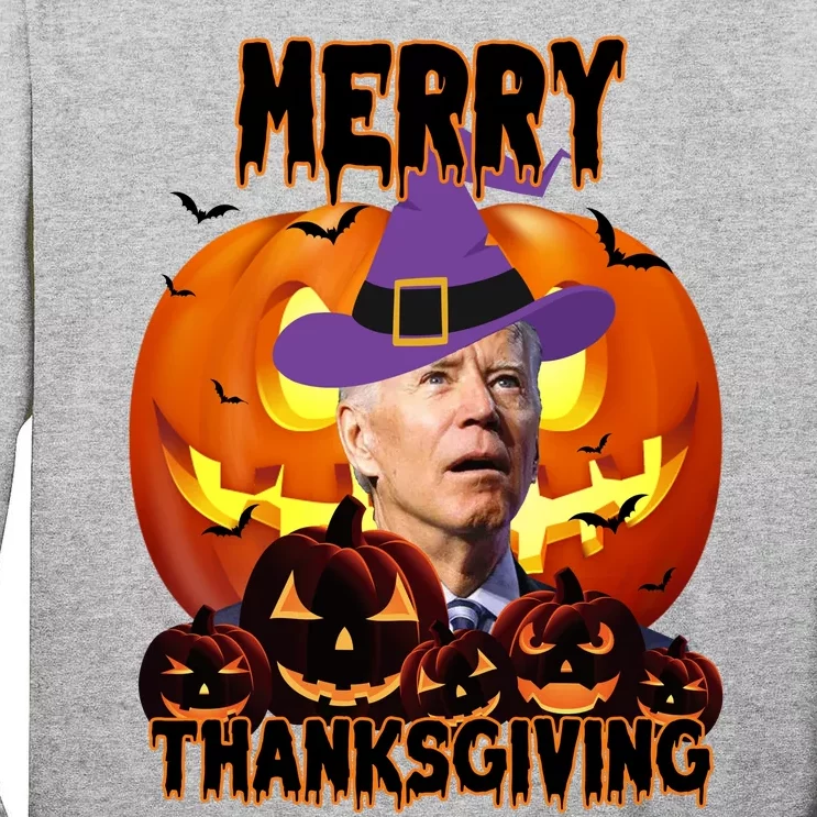 Merry Thanksgiving Funny Joe Biden Halloween Tall Long Sleeve T-Shirt