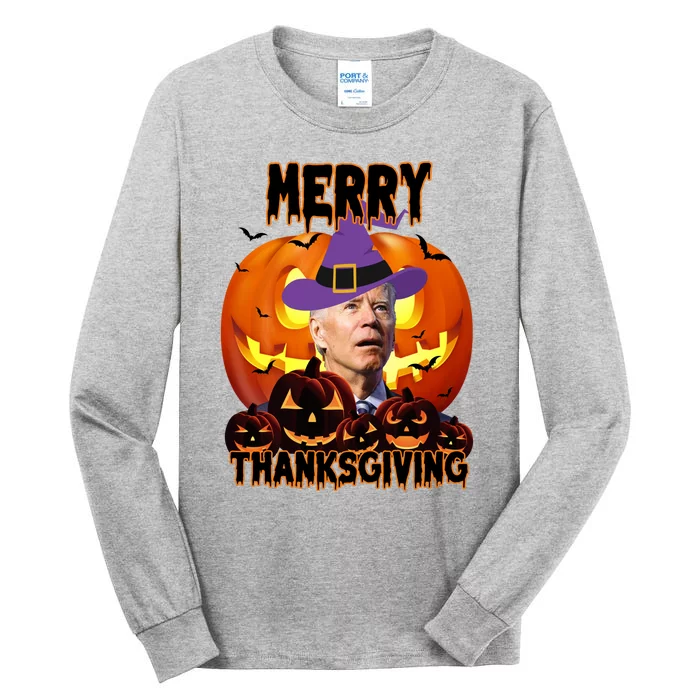 Merry Thanksgiving Funny Joe Biden Halloween Tall Long Sleeve T-Shirt