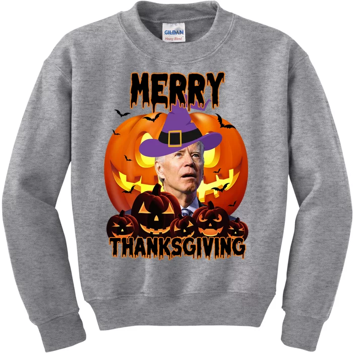 Merry Thanksgiving Funny Joe Biden Halloween Kids Sweatshirt