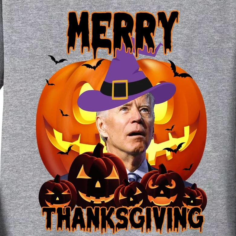 Merry Thanksgiving Funny Joe Biden Halloween Kids Long Sleeve Shirt