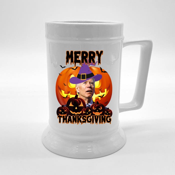 Merry Thanksgiving Funny Joe Biden Halloween Front & Back Beer Stein