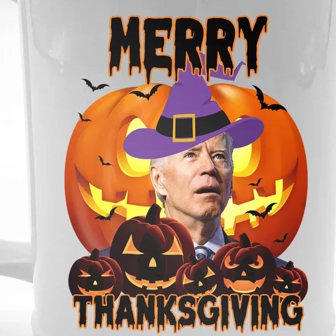 Merry Thanksgiving Funny Joe Biden Halloween Front & Back Beer Stein