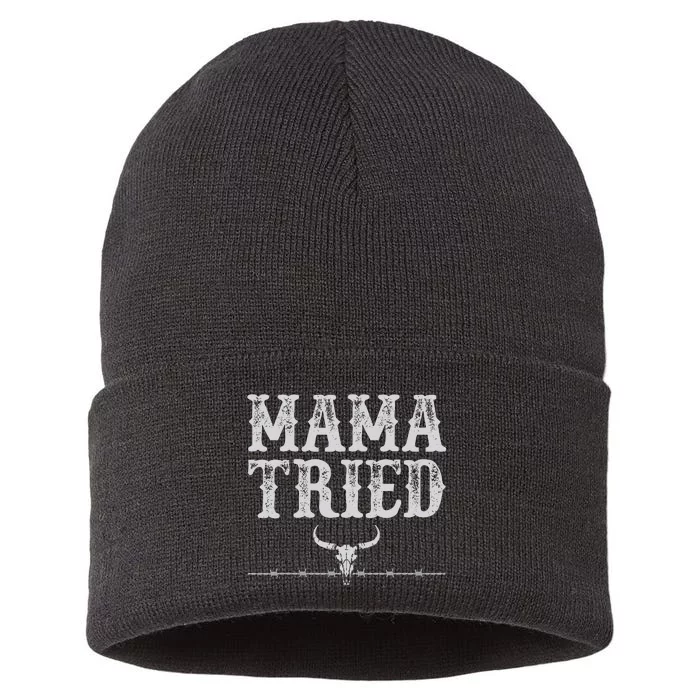 Mama Tried Funny Sayings Vintage Country Western Concert Sustainable Knit Beanie