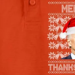 Merry Thanksgiving Funny Biden Ugly Christmas Dry Zone Grid Performance Polo