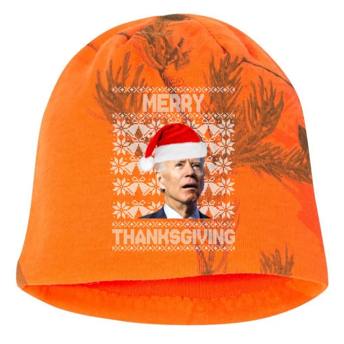 Merry Thanksgiving Funny Biden Ugly Christmas Kati - Camo Knit Beanie