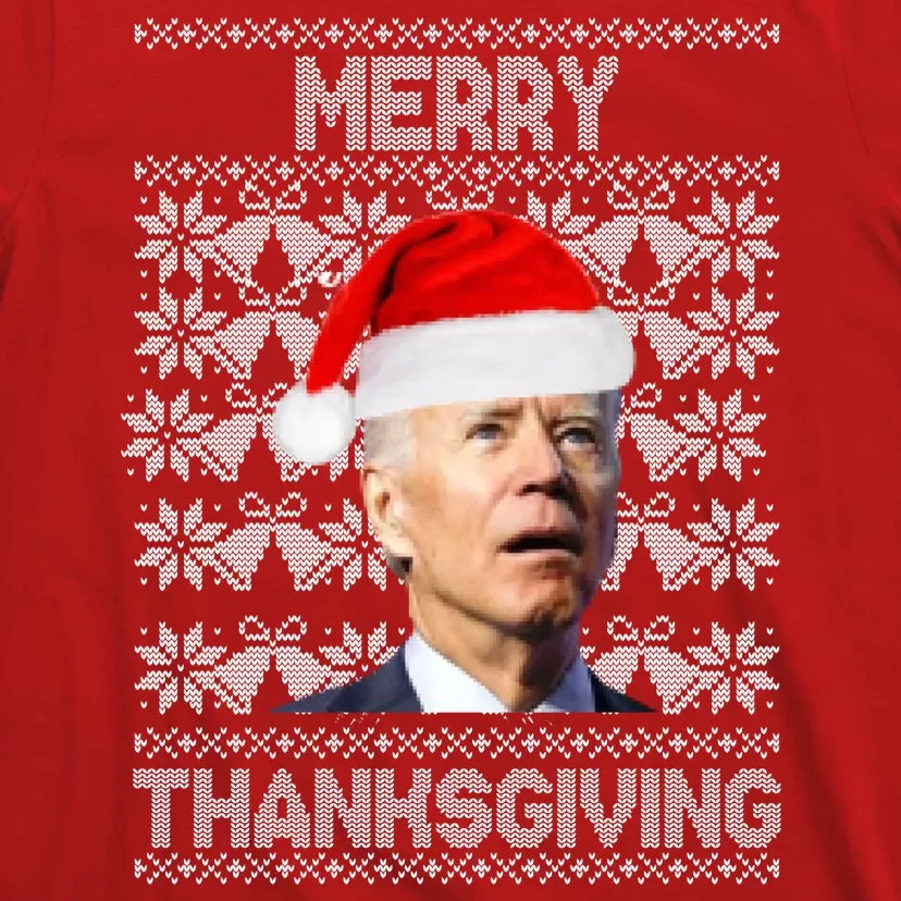 Merry Thanksgiving Funny Biden Ugly Christmas T-Shirt