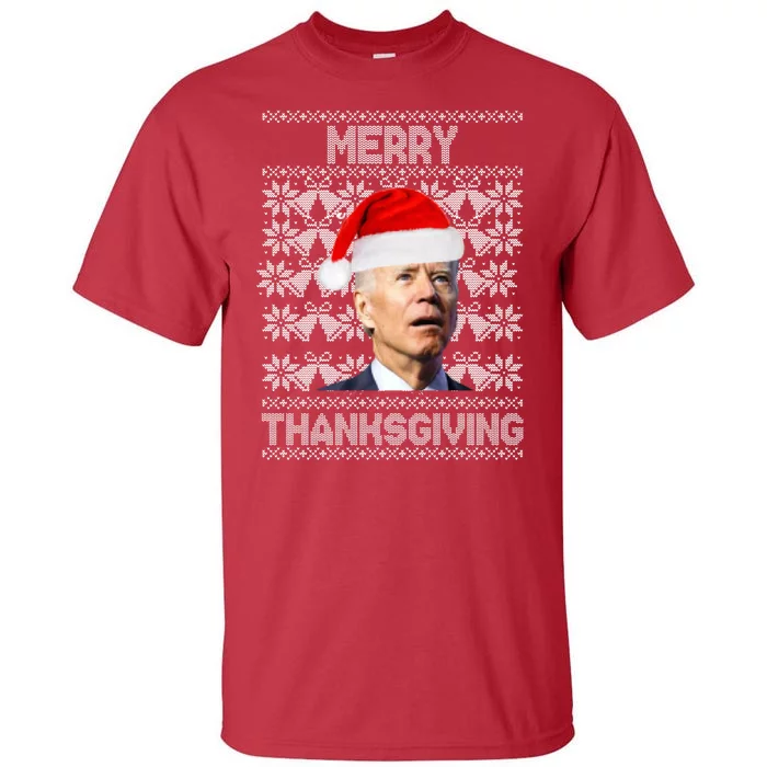 Merry Thanksgiving Funny Biden Ugly Christmas Tall T-Shirt