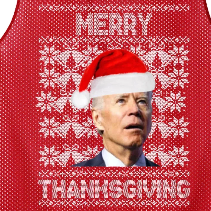 Merry Thanksgiving Funny Biden Ugly Christmas Mesh Reversible Basketball Jersey Tank