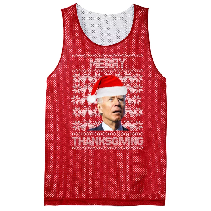 Merry Thanksgiving Funny Biden Ugly Christmas Mesh Reversible Basketball Jersey Tank