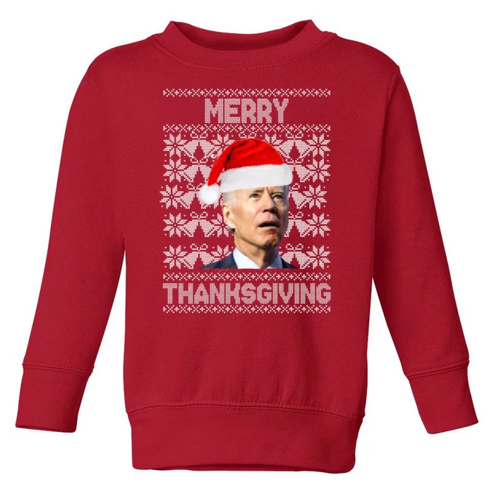 Merry Thanksgiving Funny Biden Ugly Christmas Toddler Sweatshirt