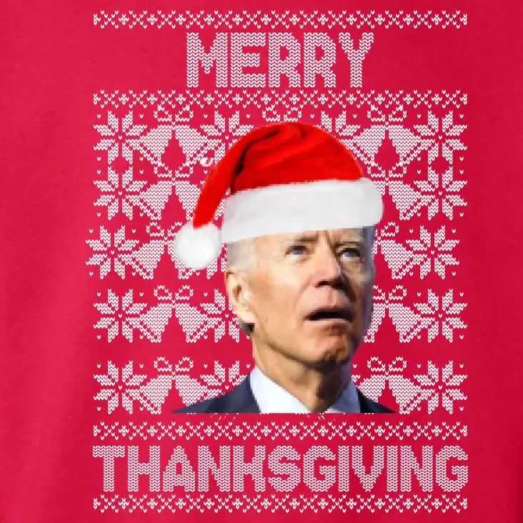 Merry Thanksgiving Funny Biden Ugly Christmas Toddler Hoodie