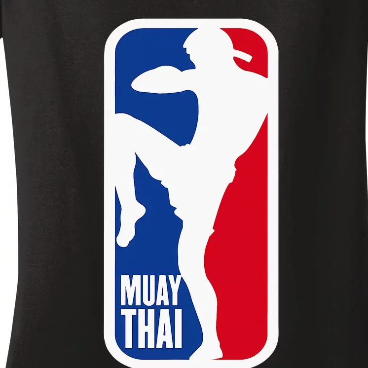 Muay Thai Fighter Retro Kickboxing Mma Training Women's V-Neck T-Shirt