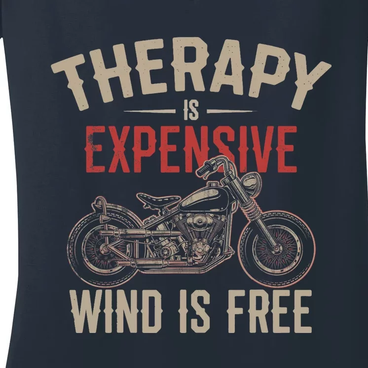 Motorcycle Therapy Funny Women's V-Neck T-Shirt