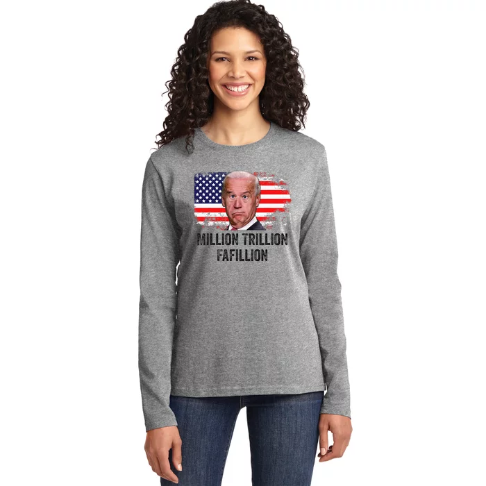 Million Trillion Fafillion Confused Biden Trump Debates 2024 Ladies Long Sleeve Shirt