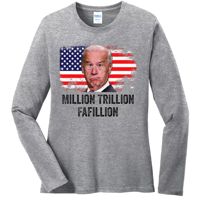 Million Trillion Fafillion Confused Biden Trump Debates 2024 Ladies Long Sleeve Shirt