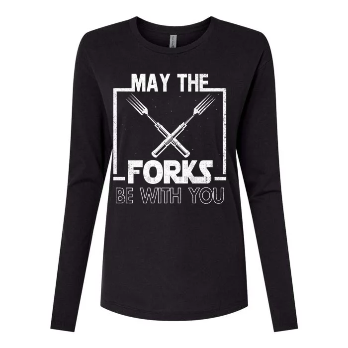 May The Fork Be With You Vintage Bbq Chef, Funny Christmas Gift Womens Cotton Relaxed Long Sleeve T-Shirt